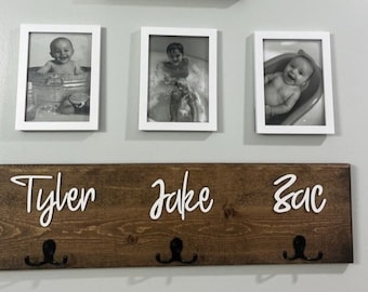 3D Farm Bathroom Decor for kids towels, Wood Bathroom sign, Back Pack Hooks, Kids Name Sign, Towel Holder, Towel Rack, Bathroom Hooks