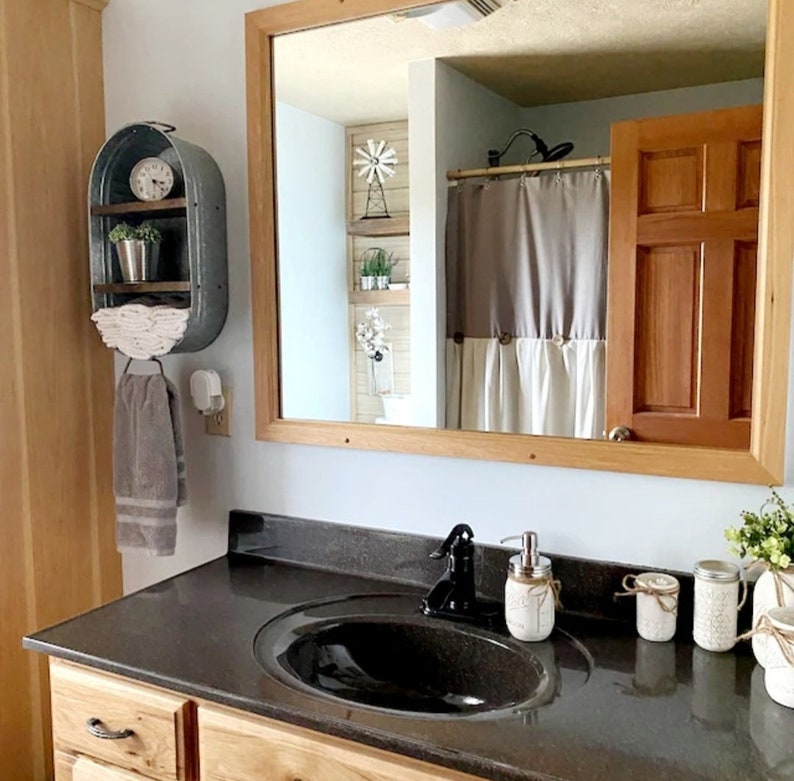 Galvanized Wash Tub With Shelves - Wall Hanging Shelf - Farmhouse Shelf - Rustic Bathroom Shelf - Mudroom or Laundry Shelf image 7