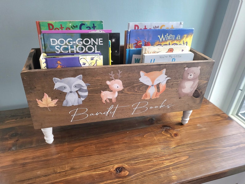 Personalized Woodland Book Library Box Book Box Book Etsy
