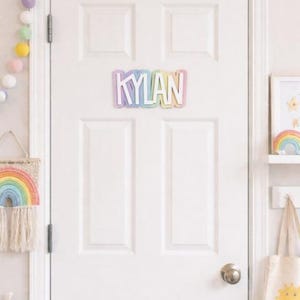 Rainbow wood name sign, Wooden name sign, Name signs for nursery, Girl's bedroom decor, Rainbow door sign, Personalized Door sign