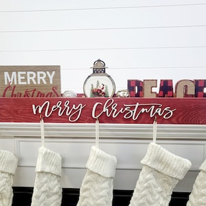 3D Merry Christmas Stocking Holder Box, Mantel decor, Fireplace Decor, Personalized Stocking holder, Family Stockings