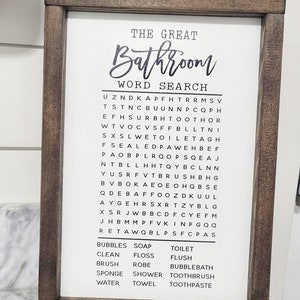 Bathroom Word Search Sign | Funny Bathroom Sign | Bathroom Sign ...