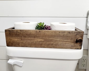 Rustic Toilet Paper Holder - Farmhouse Bathroom Decor - Wooden Box - Bathroom Storage - Floating Shelves