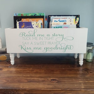 Read me a story, tuck me in tight Book Bin Book Storage Books Toy Storage Bookcase Nursery Decor Baby Shower Gift Birthday Green