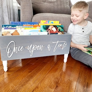 Once upon a time box- Book Box - Book Storage - Kids books - Book caddy - Kids room storage - Bookcase - Playroom Storage- Baby Shower Gift