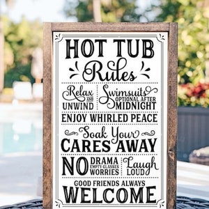 Hot tub Rules sign - Hot tub Decor - Pool sign - Hot tub Party Decor - Outdoor Decor - Grilling Decor - Outdoor sign - Summer sign