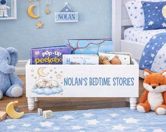 Bedtime stories Book Bin - Book Storage - Books - Book Storage - Bookcase - Nursery Decor - Baby Shower Gift - Kids gift - Book case