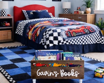 Race Car Book Bin - Book Storage - Books - Toy Storage - Bookcase - Nursery Decor - Baby Shower Gift - Birthday