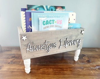 Personalized 3d Book Library box- Book Box - Book Storage - Kids books - Book caddy - Kids room storage