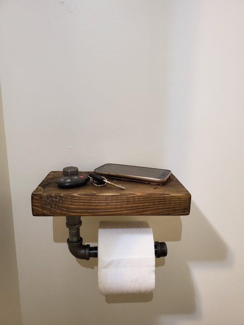 Industrial Toilet Paper Holder with Shelf Steampunk Bathroom Etsy