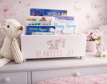 Kids library box, baby book box, book storage, nursery storage, baby girl gift, baby boy gift, bookcase, baby shower gift, kids books