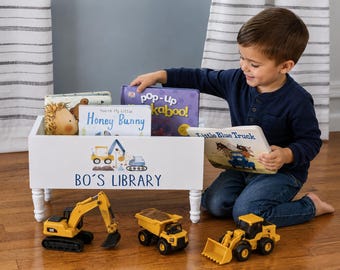 Personalized Book Library box- Book Box - Book Storage - Kids books - Book caddy - Kids room storage