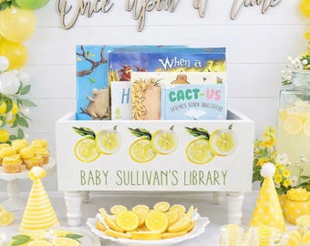 Personalized Children's library box, baby book box, book storage, nursery storage, baby girl gift, baby boy gift, bookcase, baby shower gift