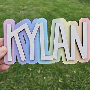 Rainbow wood name sign, Wooden name sign, Name signs for nursery, Girl&#39;s bedroom decor, Rainbow door sign, Personalized Door sign