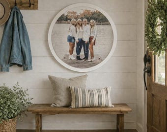Wood Framed Photo | Custom photo print | Picture on Wood | Photo on wood | Wood Round Prints | Framed Wood Photo | Family Photo on Wood
