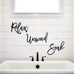 Relax Unwind Soak Laser Cut Wood Bathroom Wall Sign - Farmhouse Bathroom Decor - Over the Bathtub Sign - Bathroom Sign - Laser Wall Art