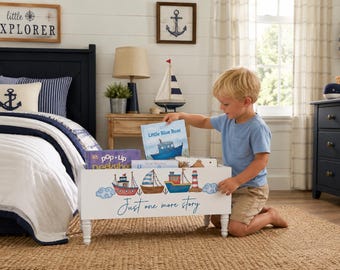 Nautical Book Bin - Book Storage - Books - Book Storage - Bookcase - Nautical Nursery Decor - Baby Shower Gift - Kids gift