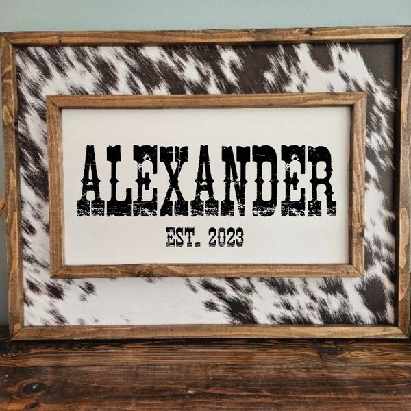 Custom Cowhide Name Sign Etsy
