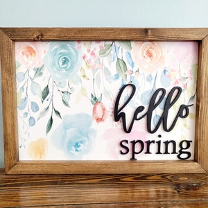 Hello Spring Wood Sign, Farmhouse Spring Sign, Laser Cut Wood Sign, Spring Home Decor, Easter Home Decor, Hello Spring Sign, Floral Sign