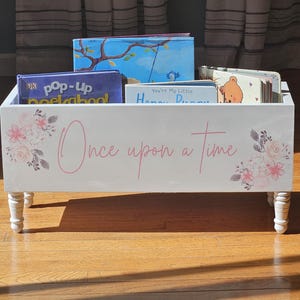Children&#39;s library box, baby book box, book storage, nursery storage, baby girl gift, baby boy gift, bookcase, baby shower gift