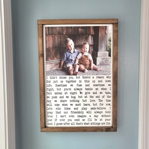 Sibling poem sign, Siblings Poem, Shared Room Decor, Kids, Kids Wall Art, Nursery Quote Sign, Family Photo on Wood, Framed wood photo