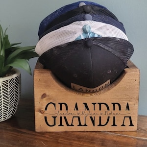 Wooden Hat Holder, Wood Hat Box, Baseball Hat Holder, Hat Organizer, Cap Stand, Personalized Hat Holder, Father's Day Gifts, Gift for Dad