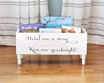 Read me a story, tuck me in tight Book Bin - Book Storage - Books - Toy Storage - Bookcase - Nursery Decor - Baby Shower Gift - Birthday