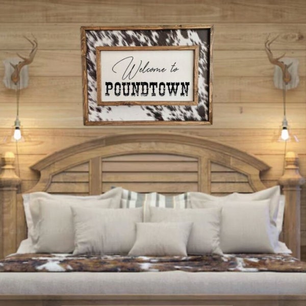 9.5 Inch 'Welcome To Pound Town' Bedroom Sign – Couples Wedding Anniversary Decor, Unbranded