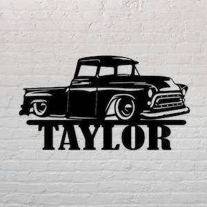Metal Chevrolet Truck Sign, Chevy Monogram, Custom Old Truck Sign, Vintage Truck Monogram