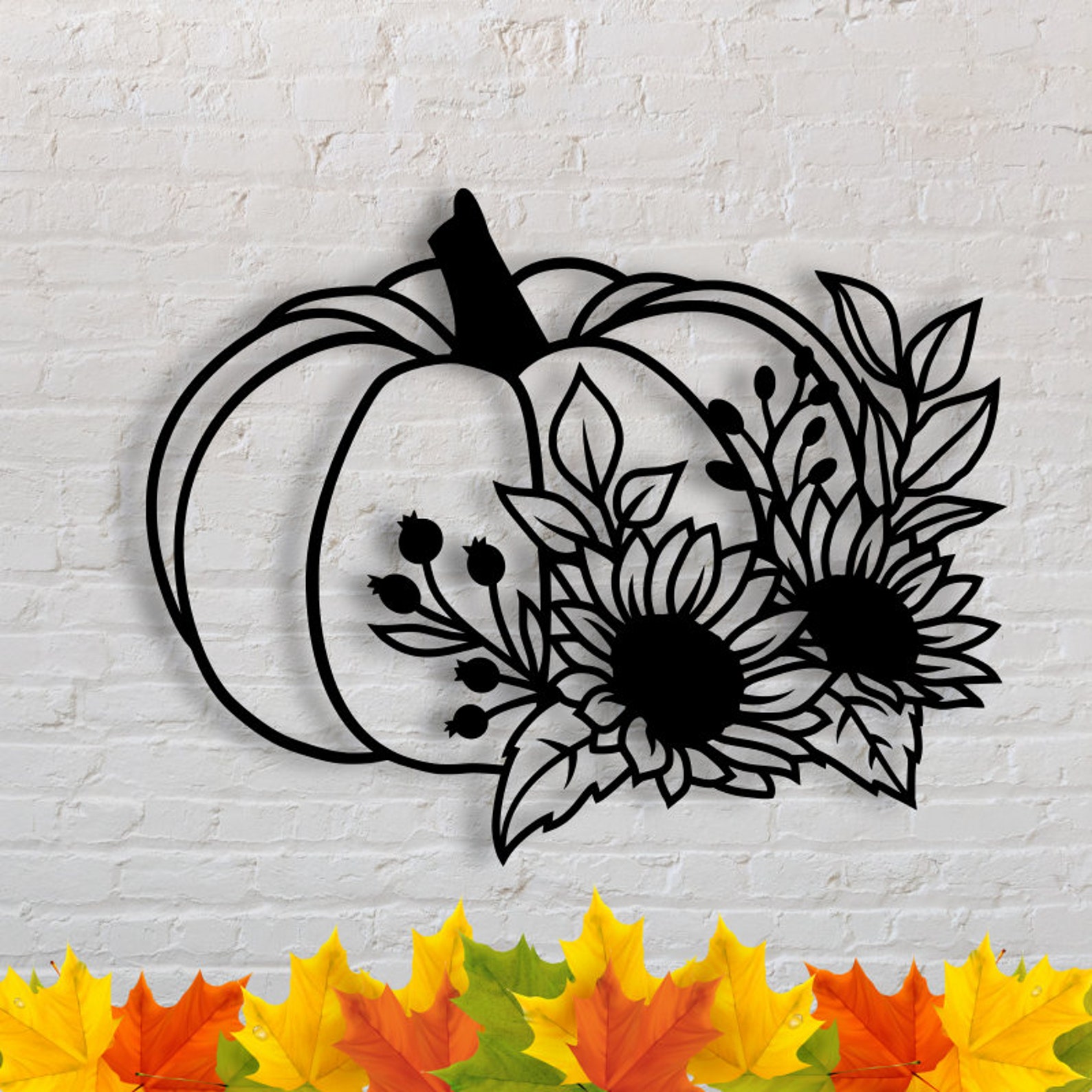 Fall Decorations Pumpkin Decor Metal Wall Art Floral Decor - Etsy