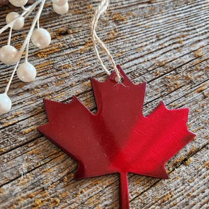 Christmas Tree Ornament, Maple leaf tree ornament, Canadian Christmas decor, red tree decorations