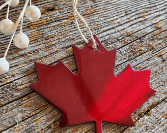 Christmas Tree Ornament, Maple leaf tree ornament, Canadian Christmas decor, red tree decorations