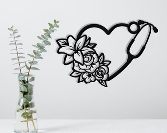 Stethoscoop wanddecoratie, stethoscoopdecor, metalen muurkunst