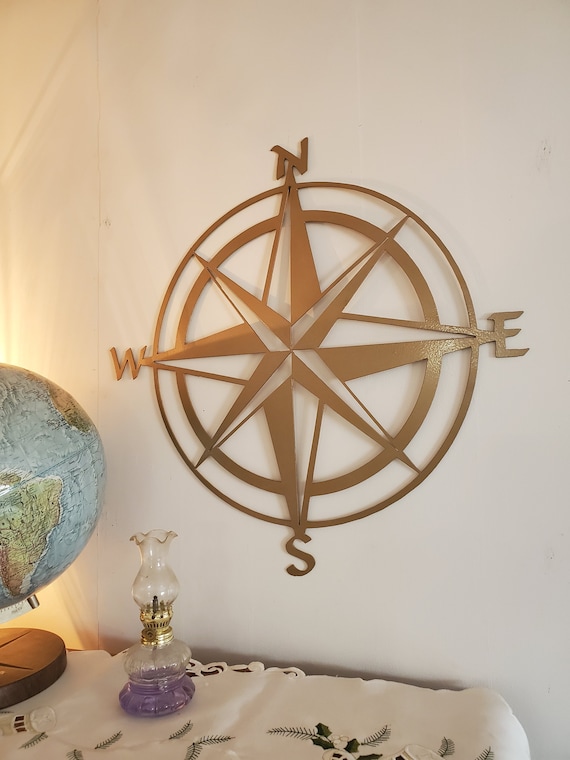 Metal Compass, Nautical Wall Art, Metal Wall Decor