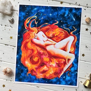 Sun Goddess ~ Goddess Wall Art, Sun Goddess Print, Sun Goddess Art, Goddess Art, Goddess Painting, Astrology Art Print, Astrology Painting
