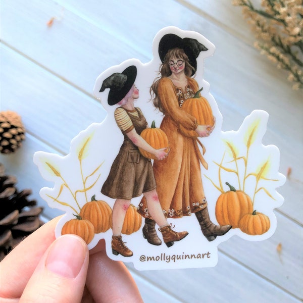 You're My Pumpkin Sticker ~ Cute Witch Sticker, Fall Lesbian Sticker, Autumn Witch Sticker, Witch Laptop Sticker, Witch Art Vinyl Sticker