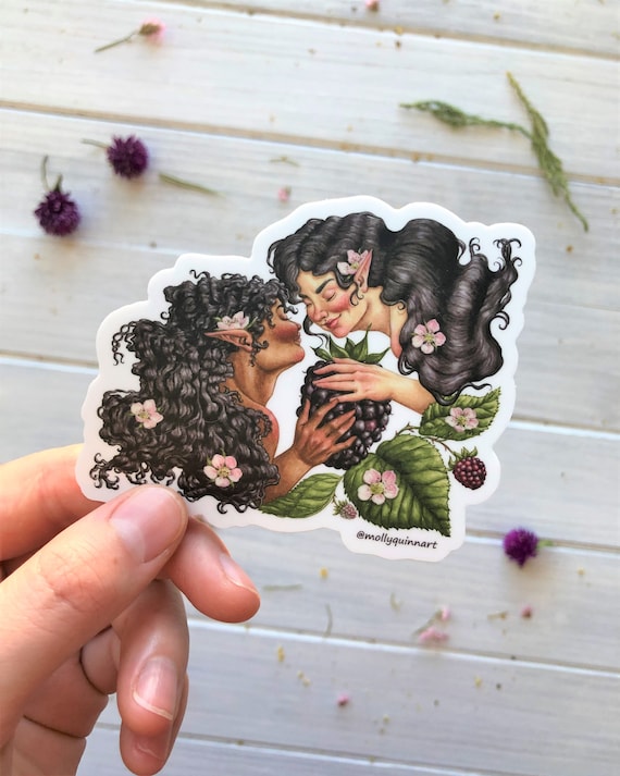 Blackberry Fairies Sticker ~ Lesbian Fairy Sticker, Gay Fairy Sticker, Sapphic Fairy Sticker, Lesbian Pride Sticker, Subtle Lesbian Art