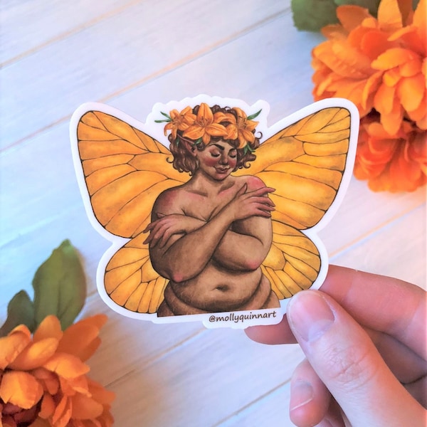 Lily Fairy Sticker ~ Fairy Sticker, Fairycore Vinyl Sticker, Watercolor Fairy Art, Fairy Illustration, Vinyl Stickers, POC Fairy, WOC Fairy