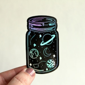 Space Jam Holographic Sticker, Galaxy Space Sticker, Mason Jar Sticker, Holographic Sticker