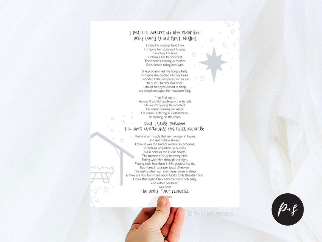 He Wasn't in the Manger Very Long Christmas Poem Art Print Jesus Christ
