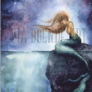 Mermaid Print | Original Mermaid Artwork | Hand Embellished | Watercolour Mermaid | Mermaid Print | Fantasy Art | Mermaid Gift | Ocean | Sea