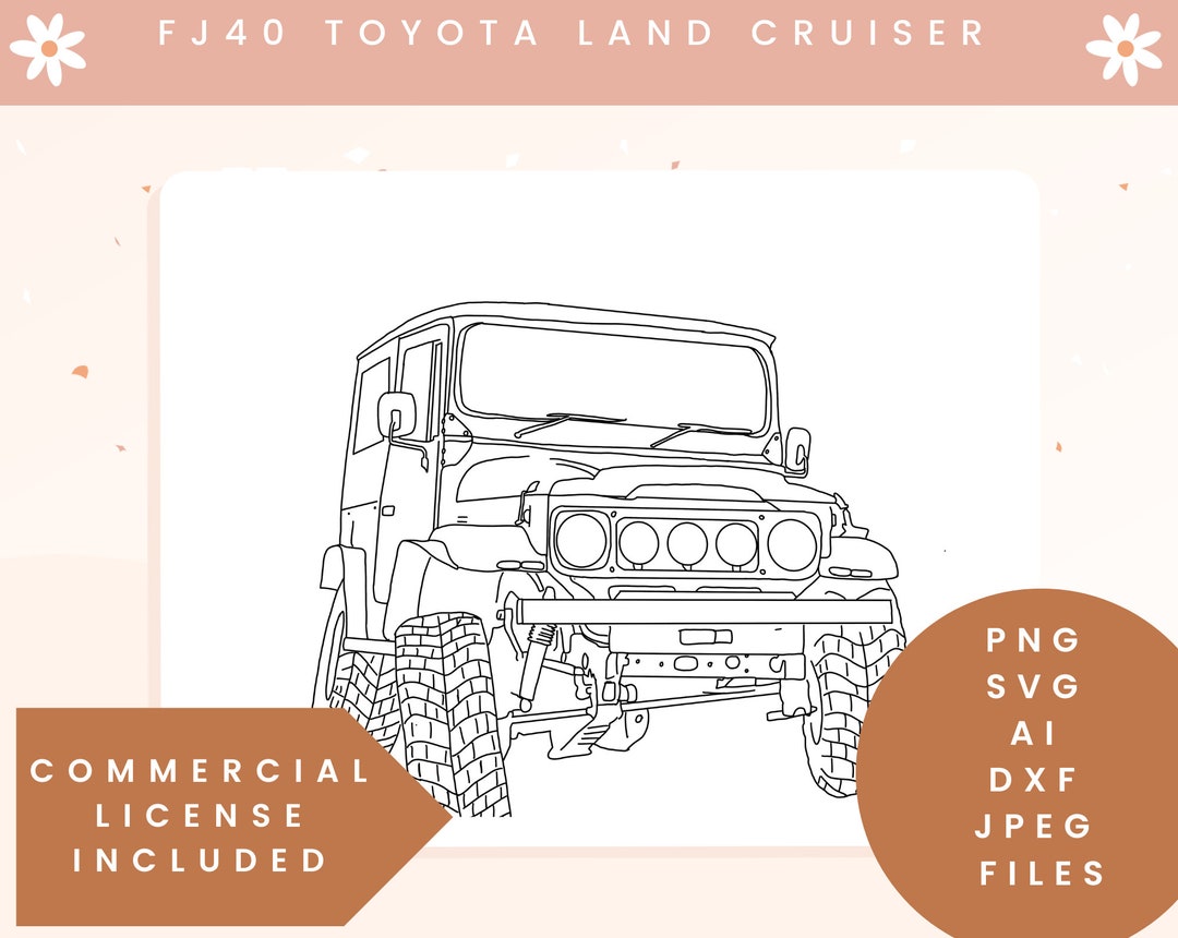 Toyota 40 Series Land Cruiser Cut File FJ40 Outline Vintage 4x4 Truck ...