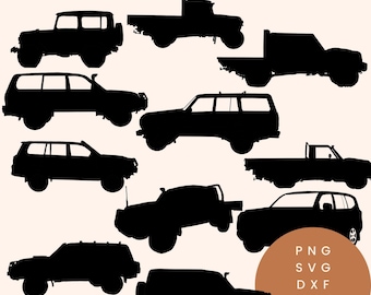 Land Cruiser silhouette SVG Toyota Land Cruiser Laser Cut Files OffRoad Vehicle DXF Designs Land Cruiser Vector Art 4x4 Truck Laser Cutting