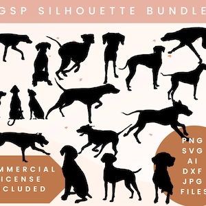 GSP SVG German Shorthaired pointer bundle pointer svg gsp dxf laser file german shorthaired pointer cut file gsp outline gsp silhouette