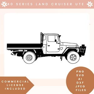 Toyota 40 series land cruiser Ute cut file FJ40 outline Vintage 4x4 truck FJ47 ute cut file download Off-road vehicle digital Cruiser FJ47
