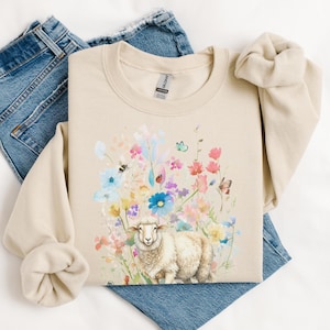 Sheep sweatshirt for sheep mom gift for sheep owner floral farm mom sweater cute sheep gift for farm mama jumper animal lover pullover