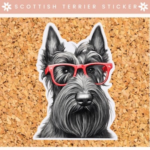 Adesivo Scottish Terrier con occhiali adesivo portatile scotty dog adesivo terrier Tartan Terrier Occhiali Stanley Cup Adesivo regalo cane