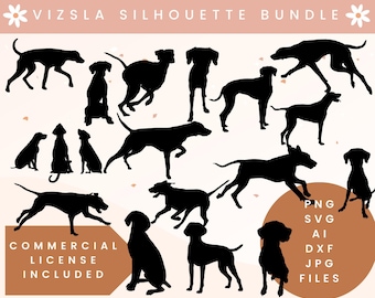 Vizsla svg bundle Vizsla cut files Vizsla vector graphics bundle Vizsla dxf laser cut files Vizsla dog SVG bundle Vizsla silhouette outline