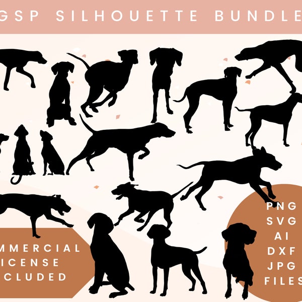 GSP SVG German Shorthaired pointer bundle pointer svg gsp dxf laser file german shorthaired pointer cut file gsp outline gsp silhouette