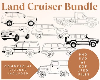 Land Cruiser SVG Bundle Toyota Land Cruiser Laser Cut Files Off-Road Vehicle DXF Designs Land Cruiser Vector Art 4x4 Truck Laser Cutting